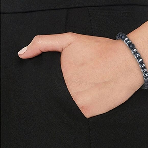 Little Words Project "Be Present" Beaded Bracelet- Black - Picture 3 of 8